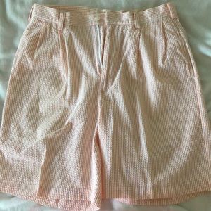 Orange seersucker shorts